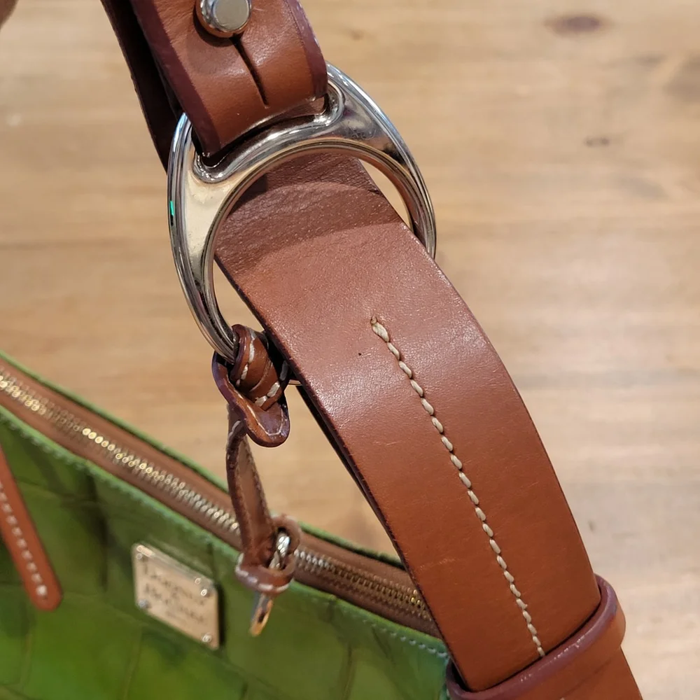 Dooney & Bourke Green Croc Embossed Leather Hobo Shoulder Bag Purse Vintage Y2K - Picture 7 of 16